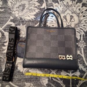 Karl Lagerfeld Womens Blue/Dark Blue Check Crossbody Bag
